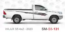 ملصق جانبي هايلكس طويل دفع خلفي تويوتا غمارة  	
جانبي موديلات السيارات  تويوتا  هيلوكس	
hilux  single 2023side sticker	
Custom-designed adhesive tape for Hilux vehicles	
TOYOTA HILUX PICKUP DLX DOUBLE	
S5-2023 hilux 4x2 single cab 2023 side sticker