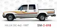 ملصق جانبي هايلكس سنجل تويوتا غمارتين 	
جانبي موديلات السيارات  تويوتا  هيلوكس	
hilux 4WD single 1997side sticker	
Custom-designed adhesive tape for Hilux vehicles	
TOYOTA HILUX PICKUP DLX DOUBLE	
Toyota Hilux 4x2 Double Cab	
خط تويوتا هايلكس  بريمي 1997
