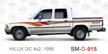 ملصق جانبي هايلكس سنجل تويوتا غمارتين 	
جانبي موديلات السيارات  تويوتا  هيلوكس	
hilux 4WD single 1996side sticker	
Custom-designed adhesive tape for Hilux vehicles	
TOYOTA HILUX PICKUP DLX DOUBLE	
Toyota Hilux 4x2 Double Cab	
خط تويوتا هايلكس  بريمي 1996