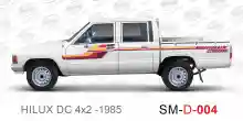 ملصق جانبي هايلكس سنجل تويوتا غمارتين 	
جانبي موديلات السيارات  تويوتا  هيلوكس	
hilux 4WD single 1985side sticker	
Custom-designed adhesive tape for Hilux vehicles	
TOYOTA HILUX PICKUP DLX DOUBLE	
Toyota Hilux 4x2 Double Cab	
خط تويوتا هايلكس  بريمي 1985