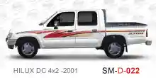 ملصق جانبي هايلكس سنجل تويوتا غمارتين 	
جانبي موديلات السيارات  تويوتا  هيلوكس	
hilux 4WD single 2001side sticker	
Custom-designed adhesive tape for Hilux vehicles	
TOYOTA HILUX PICKUP DLX DOUBLE	
Toyota Hilux 4x2 Double Cab	
خط تويوتا هايلكس  بريمي 2001