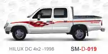 ملصق جانبي هايلكس سنجل تويوتا غمارتين 	
جانبي موديلات السيارات  تويوتا  هيلوكس	
hilux 4WD single 1998side sticker	
Custom-designed adhesive tape for Hilux vehicles	
TOYOTA HILUX PICKUP DLX DOUBLE	
Toyota Hilux 4x2 Double Cab	
خط تويوتا هايلكس  بريمي 1998